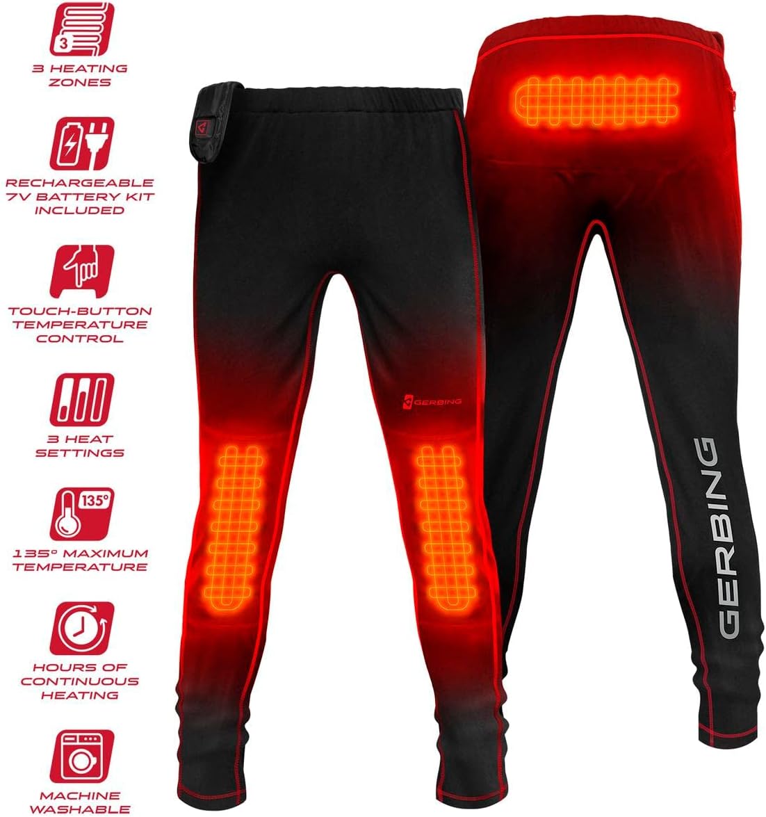 Gerbing 7V Battery Men's Heated Pants – Battery Operated Pants with 2700 mAh Power Capacity for Winter Season S Black - Image 5