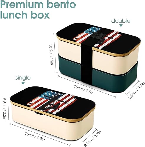 Miniatura 2 de Lineman - Fiambrera Bento con cable eléctrico de la bandera estadounidense, a prueba de fugas, contenedor de alimentos con 2 compartimentos para