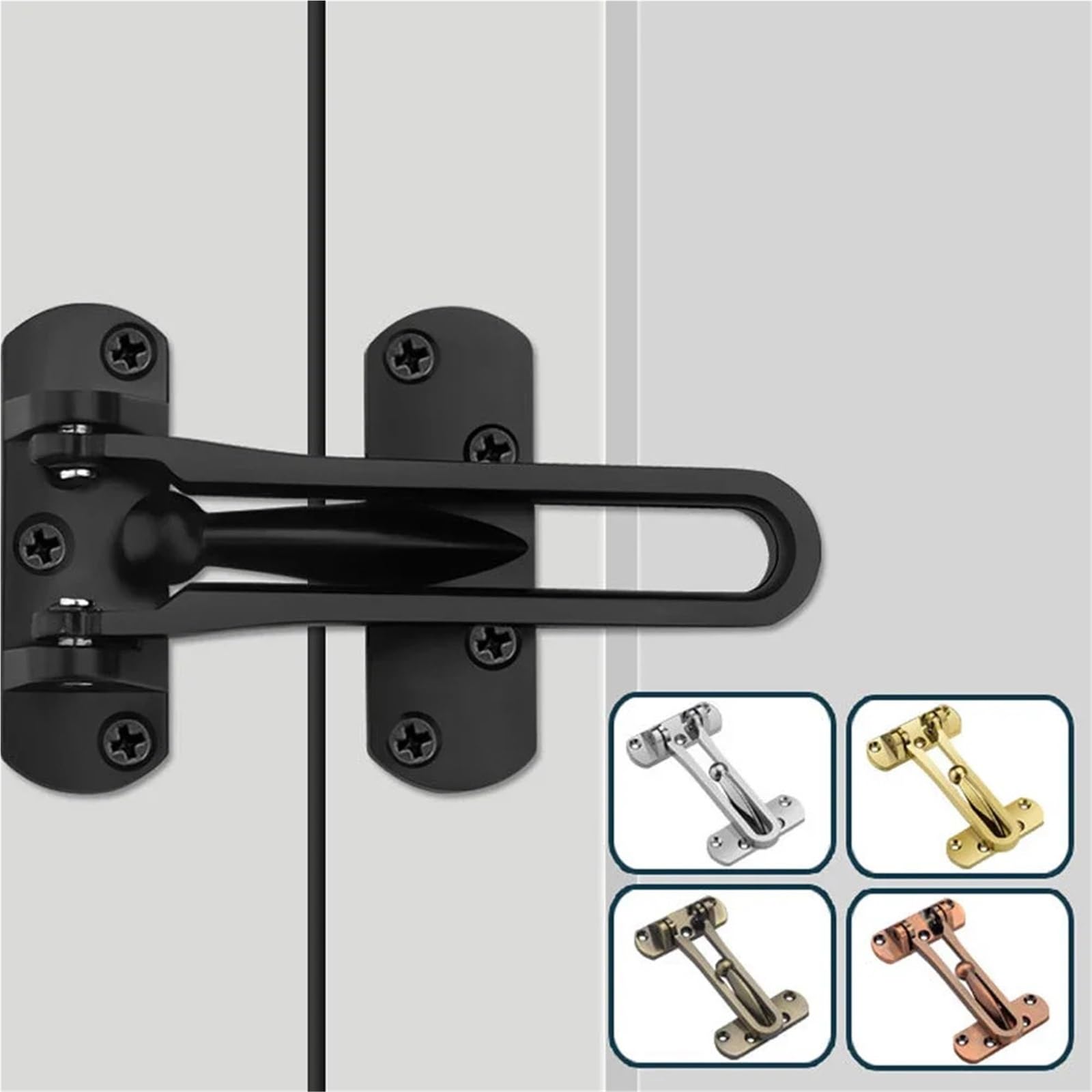 Lot de 2 verrous de porte battante - Installation rapide et facile - Pas besoin d'être perforée (bronze vert)