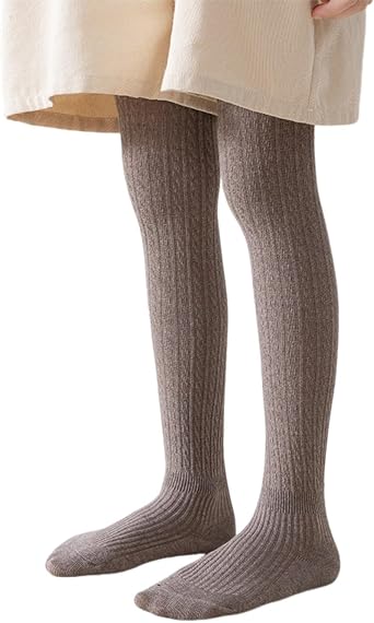 Girls Ballet Tights Kids Cable Knitted Leggings Winter Thermal Ribbed Pantyhose Warm Cotton Footed Plain