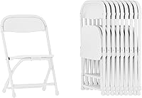 Flash Furniture Timmy Kids Plastic Folding Chairs Set of 10 White - Pre-K Kindergarten Daycare Classroom Seating