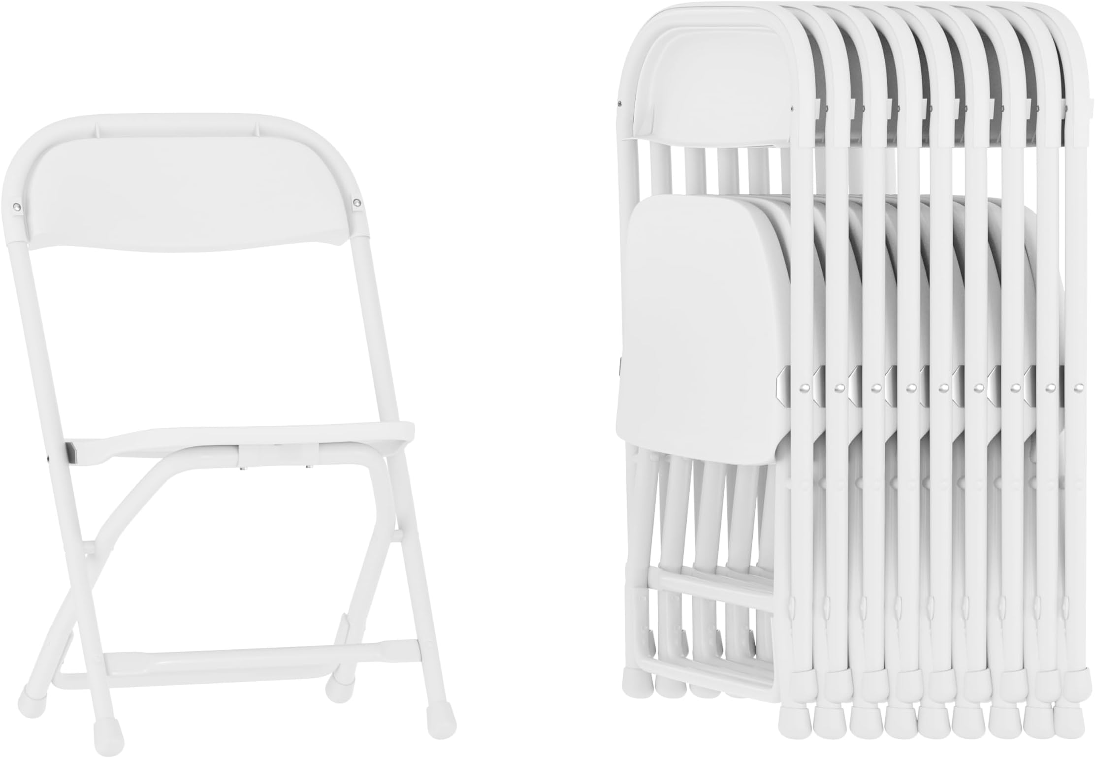 Timmy Kids Plastic Folding Chairs for Pre-K through Kindergarten, Children's Folding Chairs for Daycare and Events, Set of 10, White