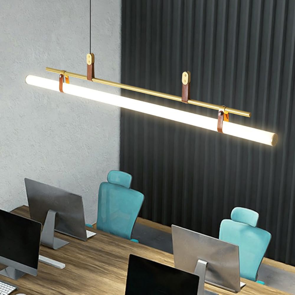 Lampada a Sospensione a LED Minimalista, dimmerabile, lineare, Moderna, Lunga, a Sospensione, con Telecomando, per Isola Cucina, Ufficio, Tavolo da Pranzo, lampade a Sospensione