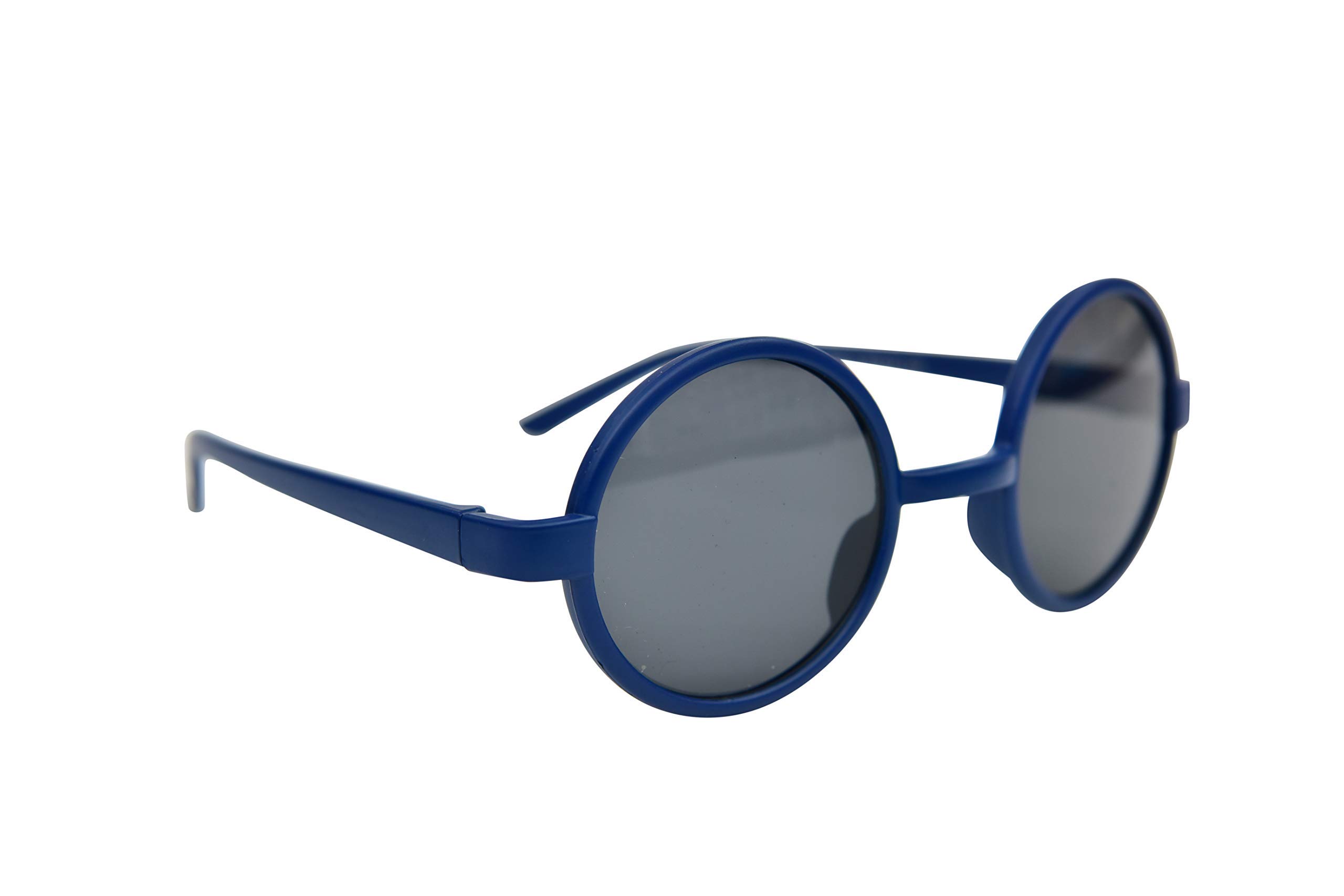 Fads & Fashions 8360S Stylish Classic Retro Round Frame UV400 Sunglasses in 7 Colours (Blue)