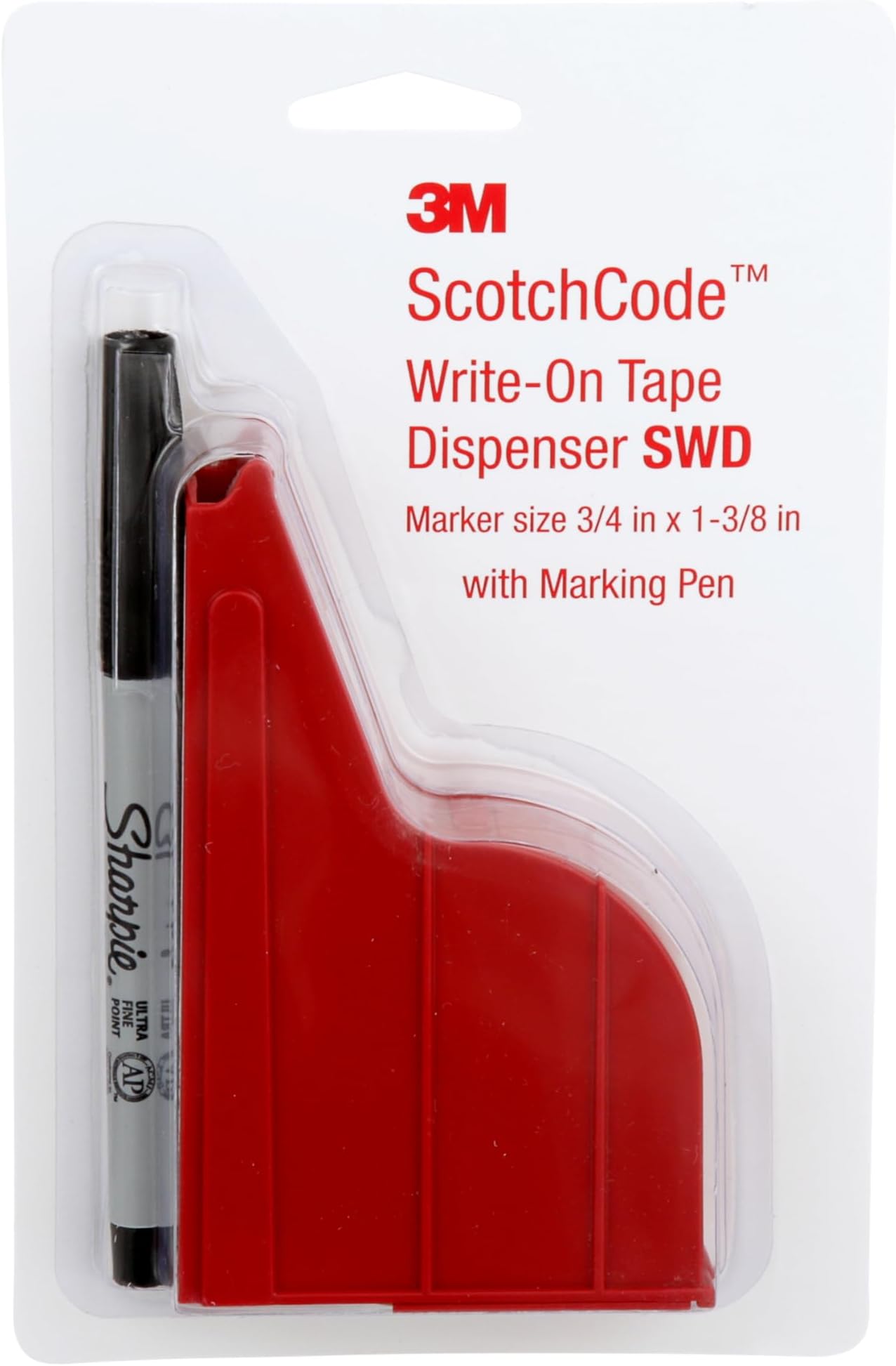 3M ScotchCode Wire Marker Write-On Dispenser with Tape and Pen SWD, 0.75 in x 1.375 in, Pack of 1