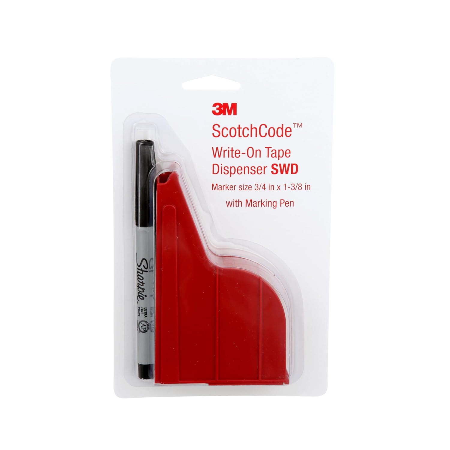 3M ScotchCode Wire Marker Write-On Dispenser with Tape and Pen SWD, 0.75 in x 1.375 in, Pack of 1