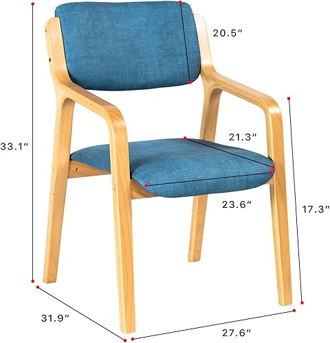 Miniatura 2 de CLATINA Sillas de comedor, sillas de comedor modernas de mediados de siglo, sillas de cocina tapizadas de tela con brazos y patas de madera maciza