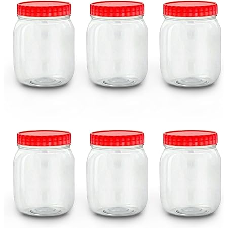 Lot De 5 Bocaux De Rangement Ronds En Plastique 650 Ml