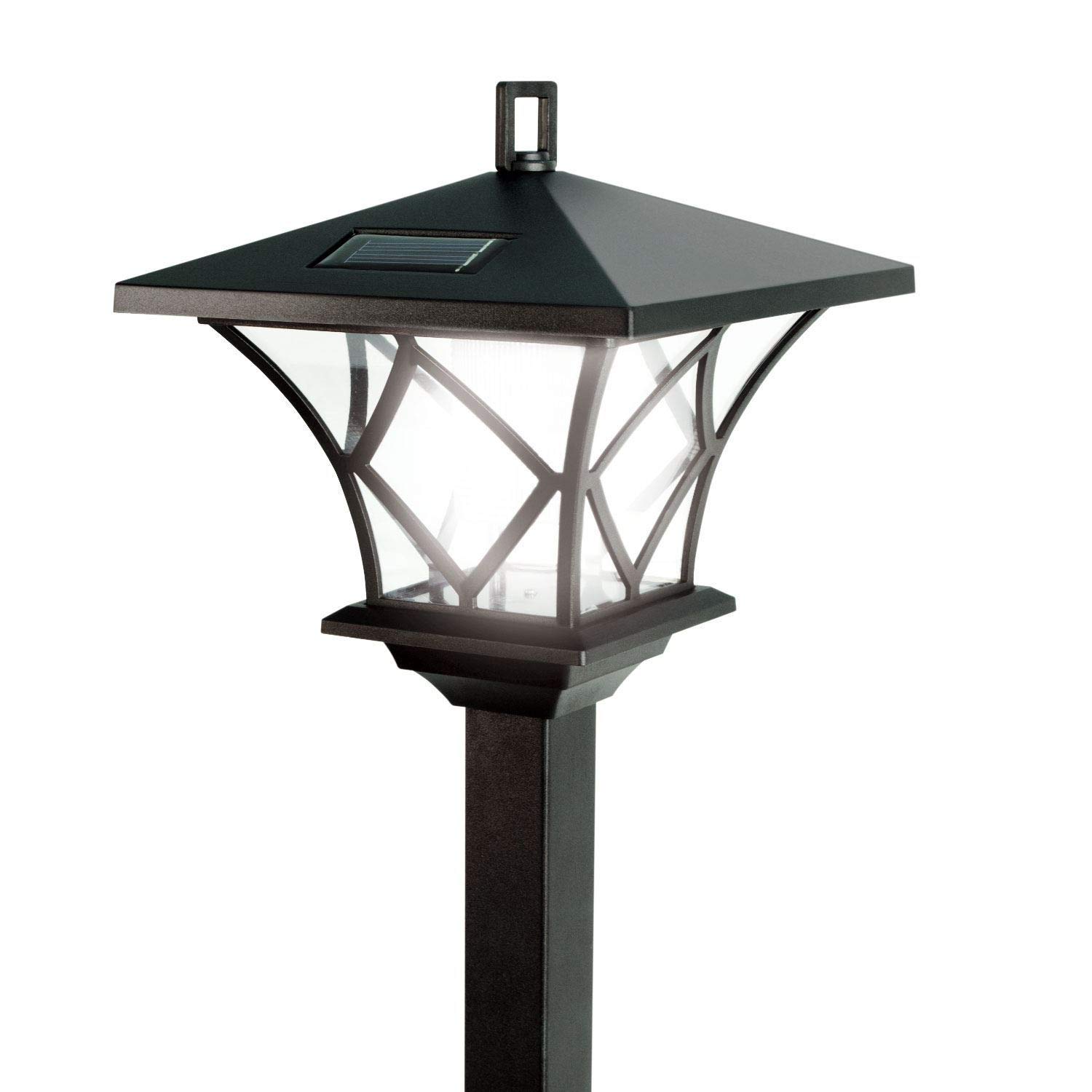 Thrink 1.5m Tall Black Garden Lamp Post Lights | Solar Powered | Weatherproof | Rechargeable | Easy Assembly And Installation | Ideal For Patios, Paths, Borders, Ponds And Driveways