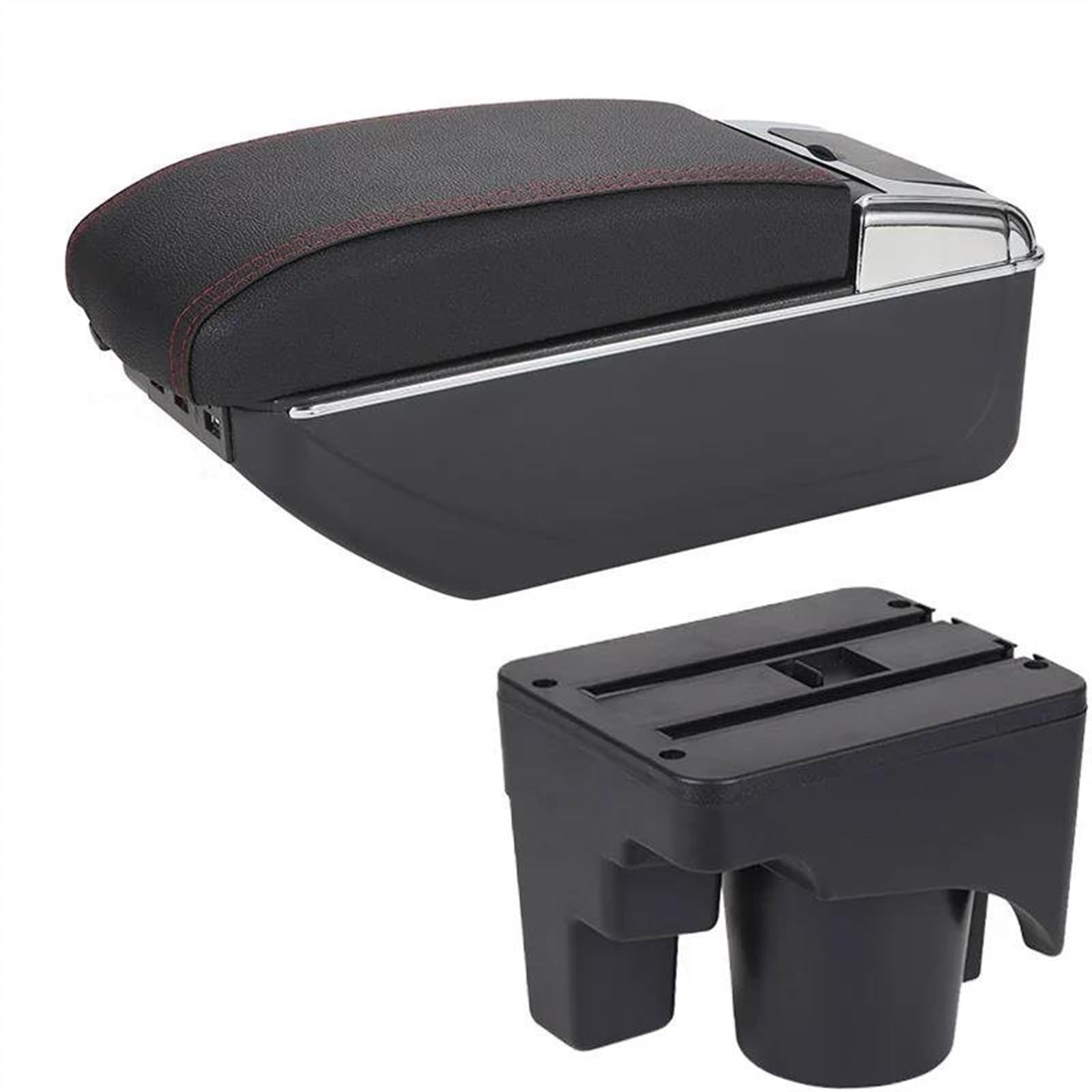 NOHEEU Car Armrest Box Storage For Scirocco For Sagitar For Golf 6 5 Mk6 MK5 For Jetta(B1 Black red 7USB)