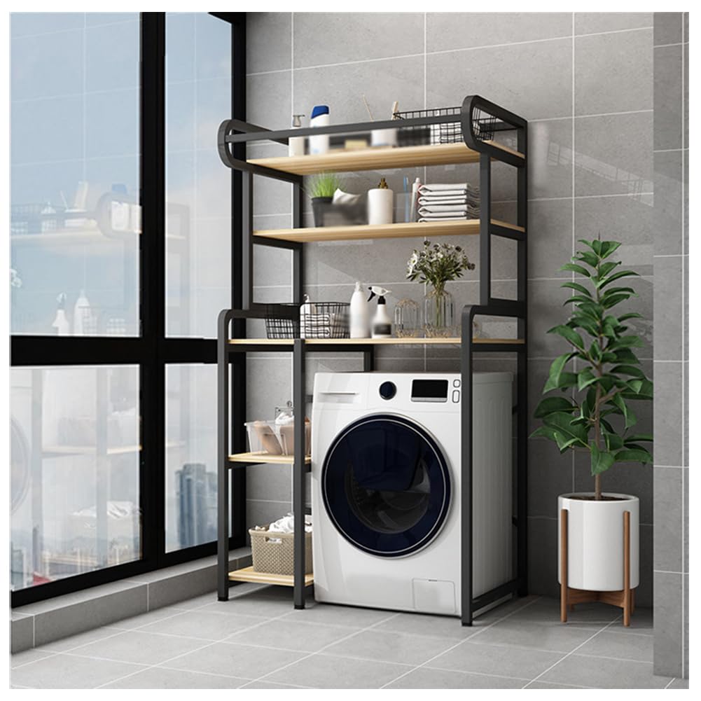 Mobile Sopra Lavatrice, Scaffale Sopra WC, Scaffale Bagno Sopra WC 2/3 Livelli, Mobile Lavatrice Salvaspazio Ripiani Aperti per Bagno, Lavanderia, Balcone B 100x60x194cm