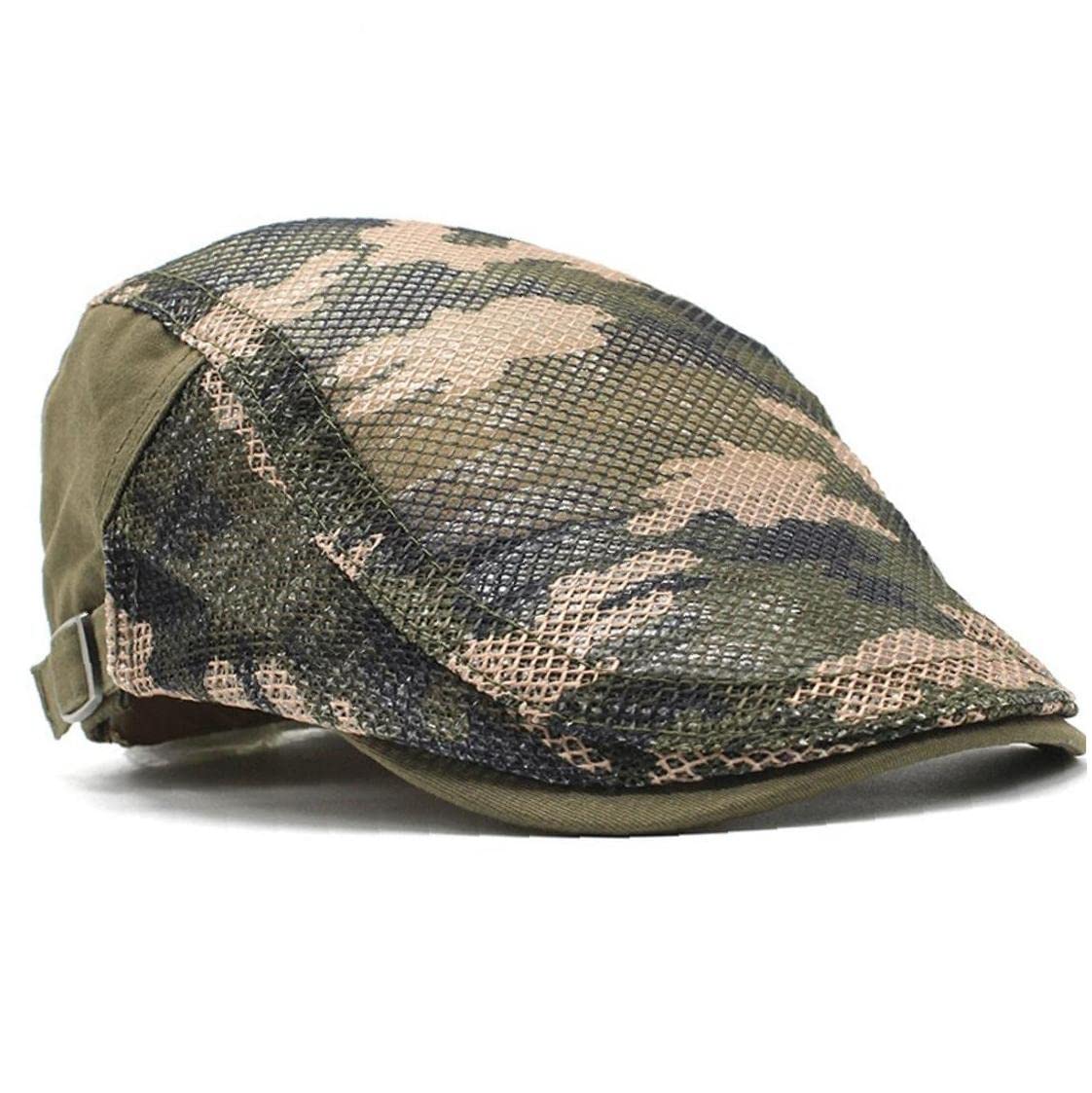 Camuflaje para Hombre Boina Gorras Ejército Verde Primavera Verano Tapa Plana Hombres Algodón Ajustable Masculino Sombrero Boina