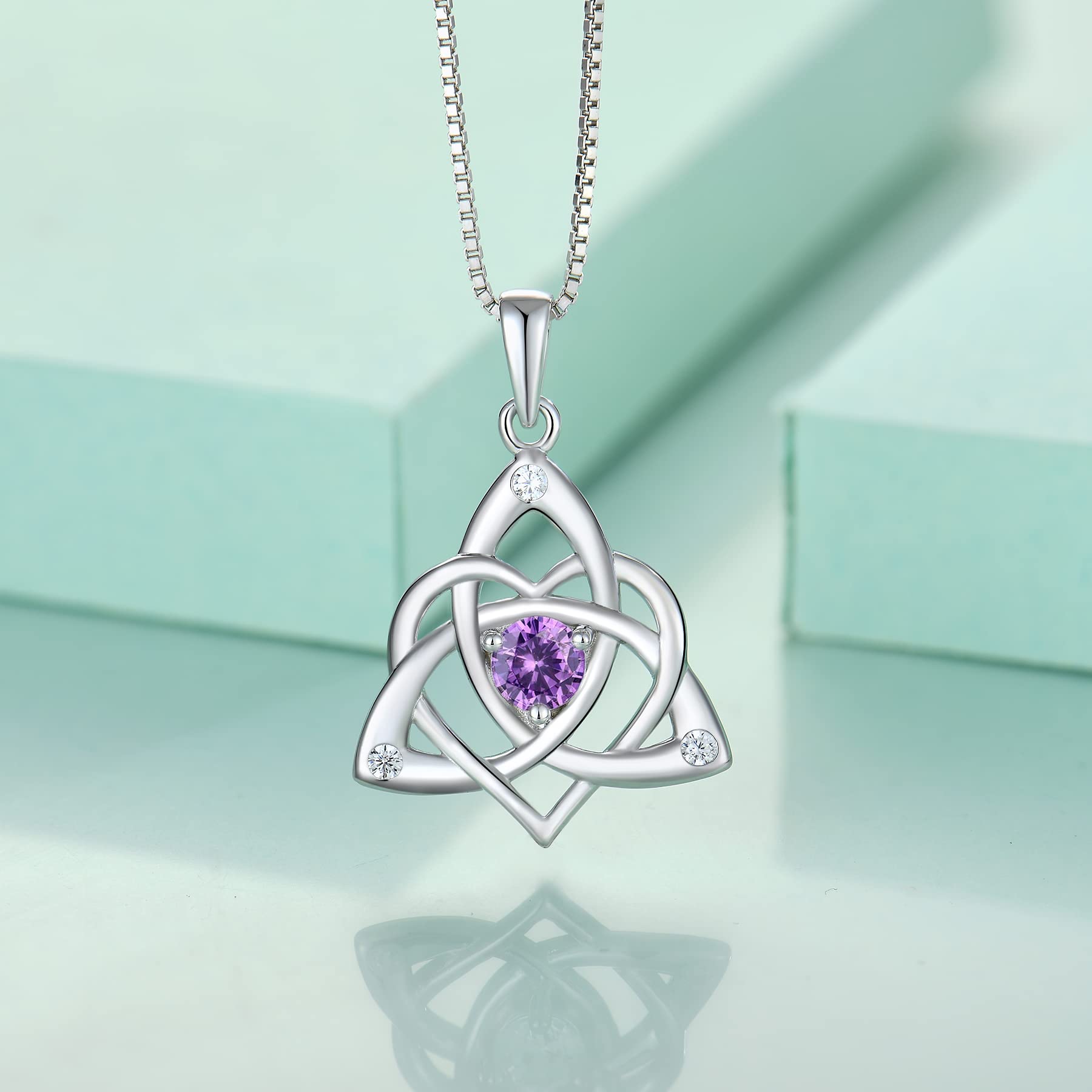 starchenie Collar de Nudo Celta Plata de ley 925 Corazón 3A Collar de Piedra Natal para Mujer