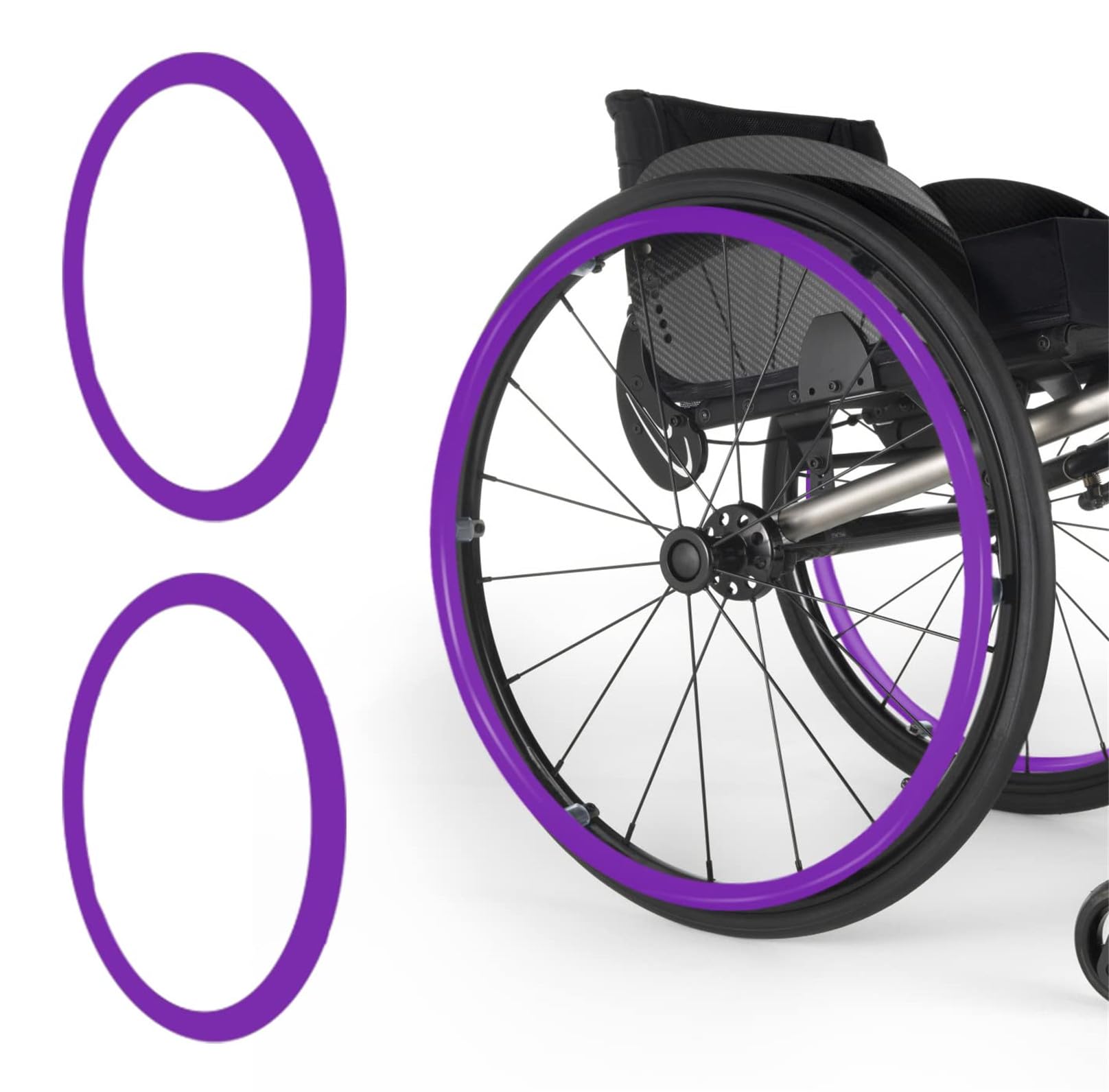 Uysela Purple Wheelchair Push Rim Covers 22/24In Rear Wheel Sports Wheelchair Cover Wheelchair Handrim Covers Non-Slip Wear-Resistant Wheelchair Push Rim Covers,,22In