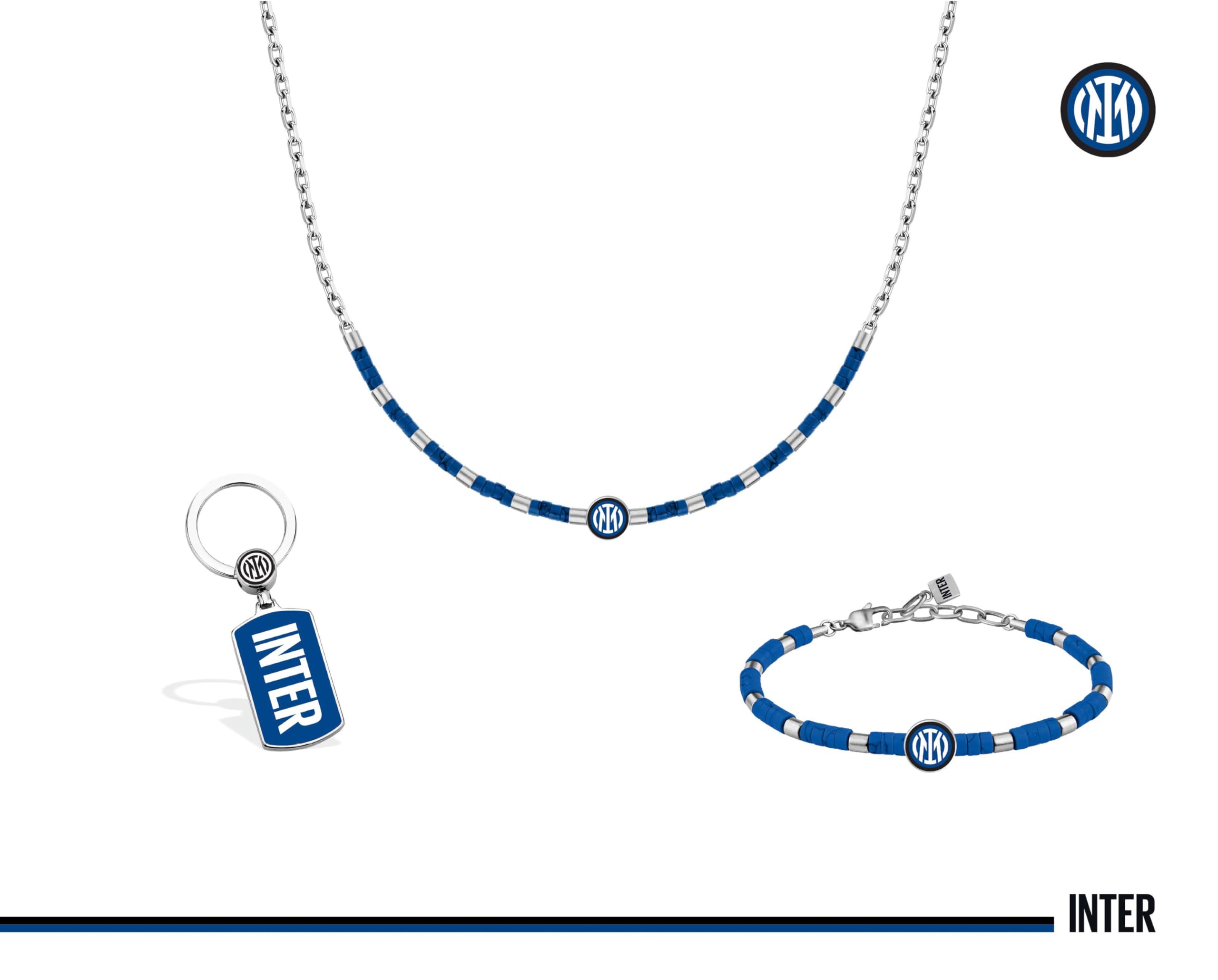 Clondo Collana Uomo Donna Inter in Acciaio Inossidabile – Prodotto Ufficiale Calcio – Gioiello con Logo – Idea Regalo Elegante per Tifosi Neroazzurri – Ragazzo e Ragazza