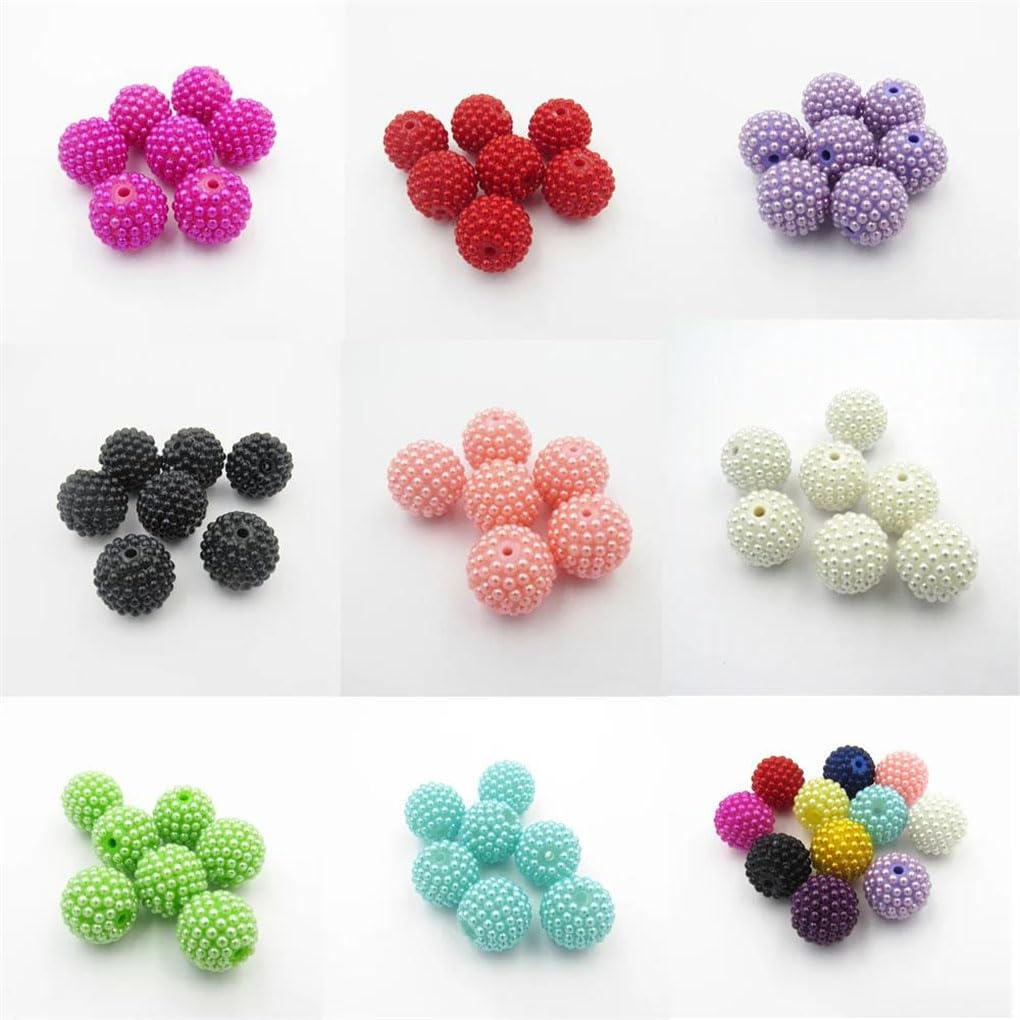 akrylowe koraliki rzemieślnicze, Koraliki akrylowe perłowe ze strasu 12/20/22mm wielokolorowe do masywnej biżuterii DIY(Light Blue,12mm 400pcs per bag)