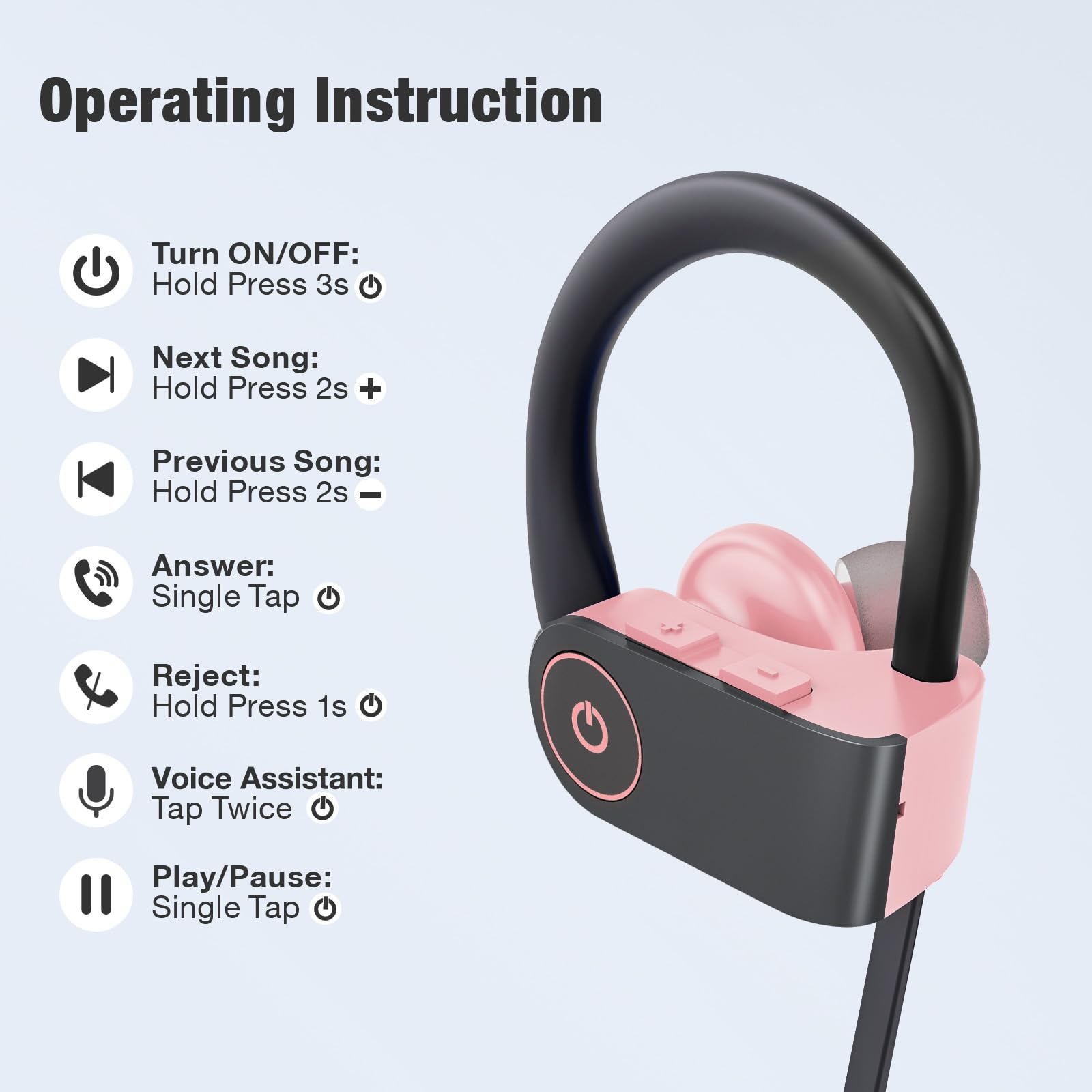 JOYWISE Cuffie Bluetooth, cuffie wireless 16 ore di riproduzione, auricolari wireless con microfono stereo, auricolari in-ear IPX7, impermeabili, cuffie sportive con isolamento acustico per corsa,