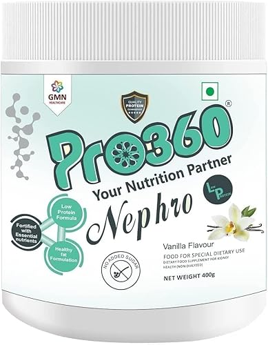 Pro 360 Nephro LP - Bebida proteica nutricional sin diálisis (sabor vainilla) sin azúcar añadida, suplemento dietético especial para la salud