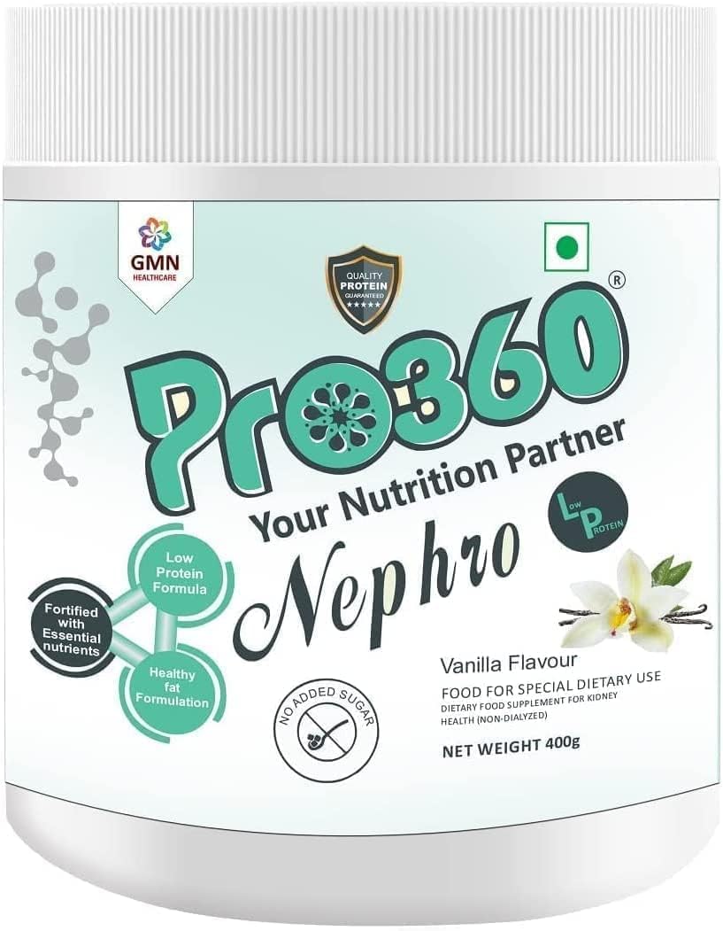 SENTA Pro 360 Nephro LP - Bebida proteica nutricional sin diálisis (sabor vainilla), sin azúcar añadido, suplemento dietético especial para la salud renal, 400 g