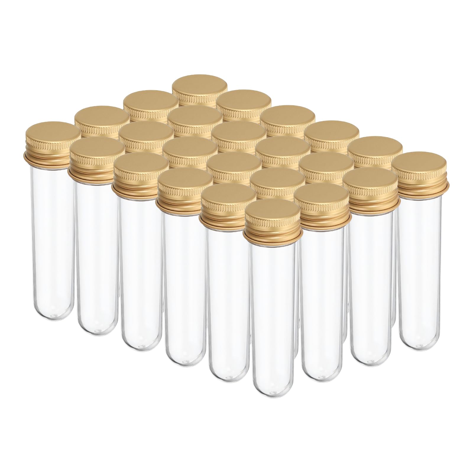 PATIKIL 24Pz Tubi di Plastica da 30 Ml Tappi Vite 109x24 mm Tonalità Oro