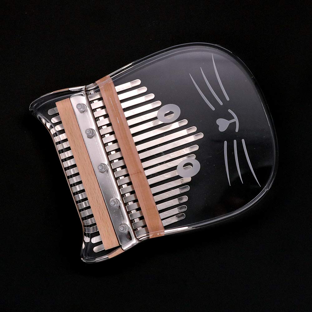 Alnicov 17 touches Kalimba (forme de lapin) fabriqué à la main en acrylique avec des accessoires pour enfants et adultes