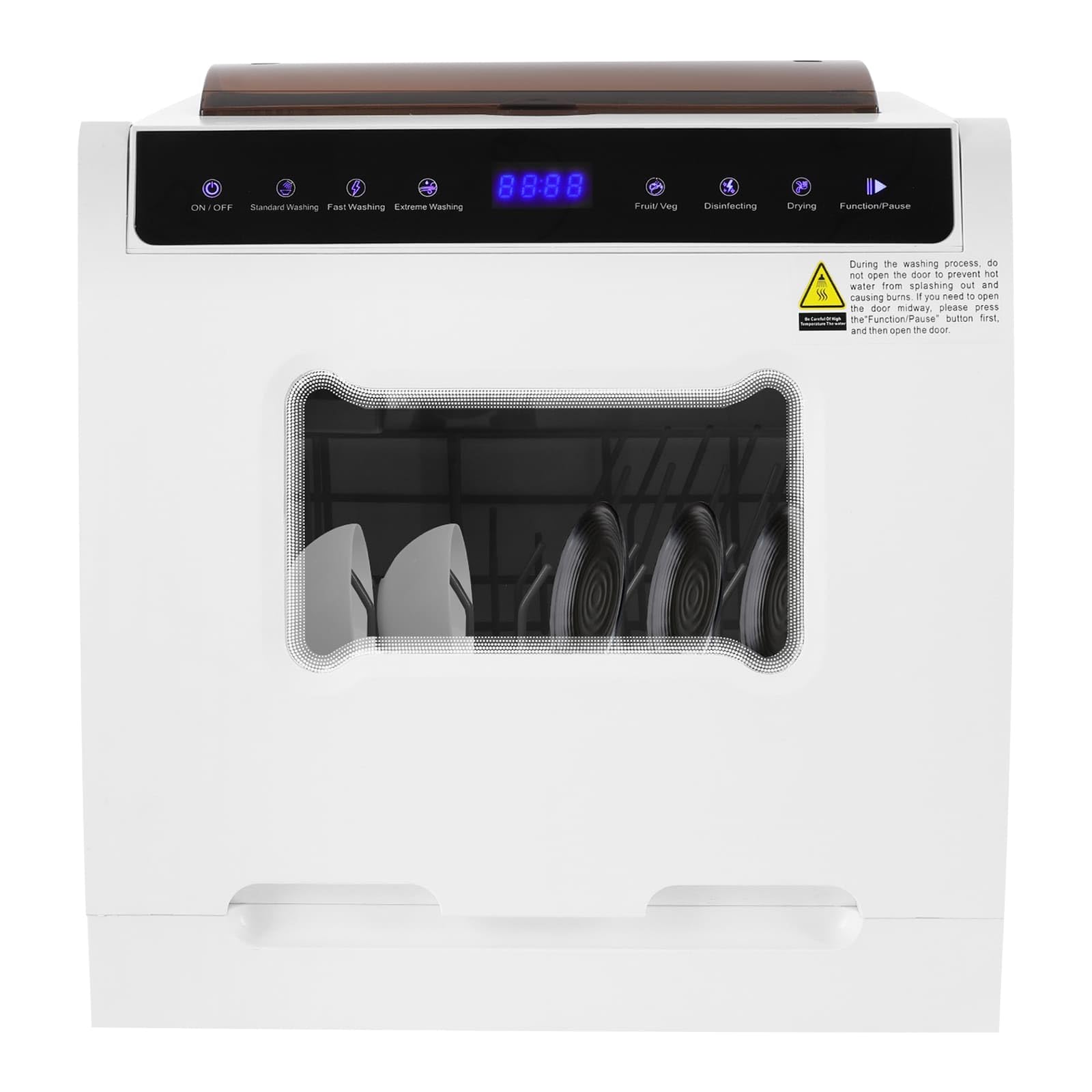 Mini Lavastoviglie da Tavolo, 5 programmi (Standard/Veloce/Intensivo/Frutta/Disinfezione), 4-6 Persone, Design Compatto 46x41x46cm, Per Piccole Case, Appartamenti
