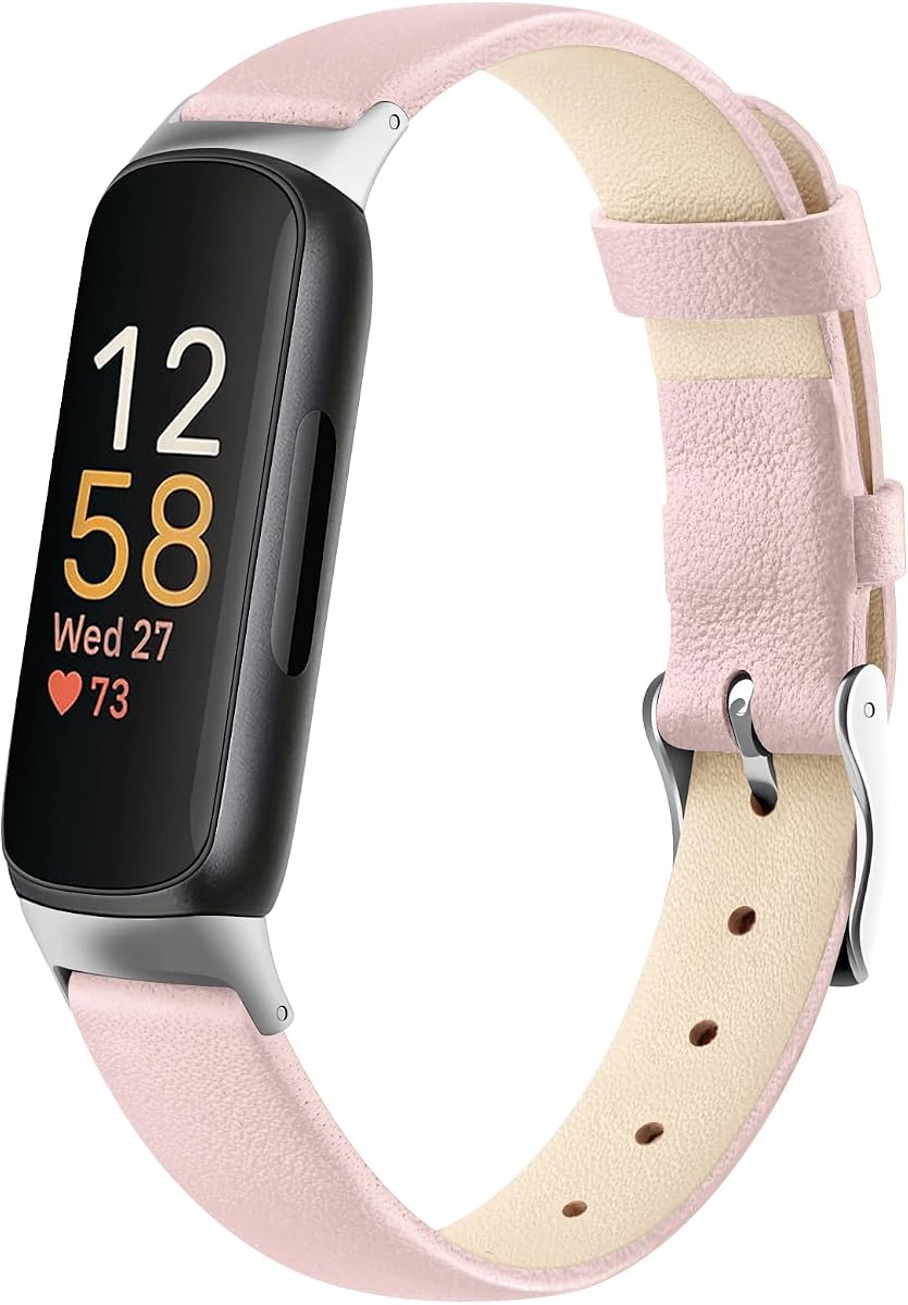 Vancle Leather Band for Fitbit Inspire 3 Bands Women Men, Genuine Leather Soft Strap for Fitbit Inspire 2/Inspire HR/Inspire