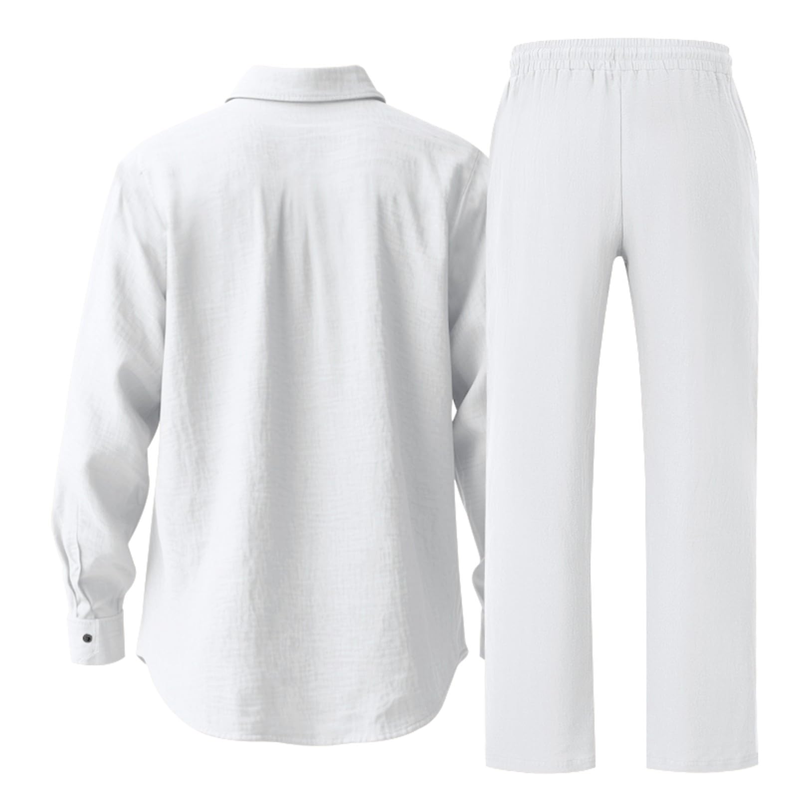 Tuta da jogging da uomo, estiva, in cotone, 2 pezzi, con polo a maniche lunghe e pantaloni, per il tempo libero, tuta sportiva, tinta unita, casual, con bottoni e cappuccio, per tutti i giorni