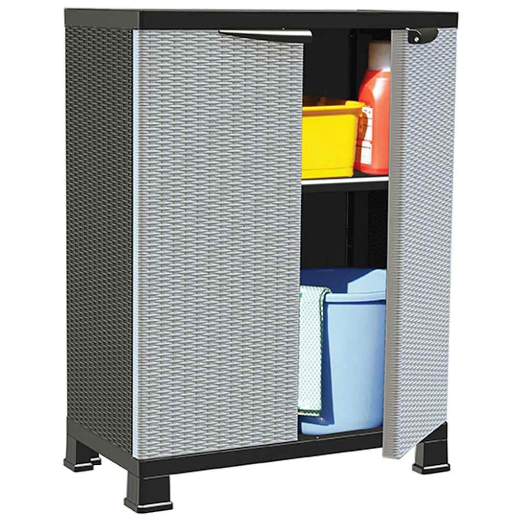 Armadio in plastica design rattan, 68 x 39 x 92 cm, per casa, ufficio, garage, magazzino, con ampio spazio di archiviazione, compatto, salvaspazio, facile da pulire