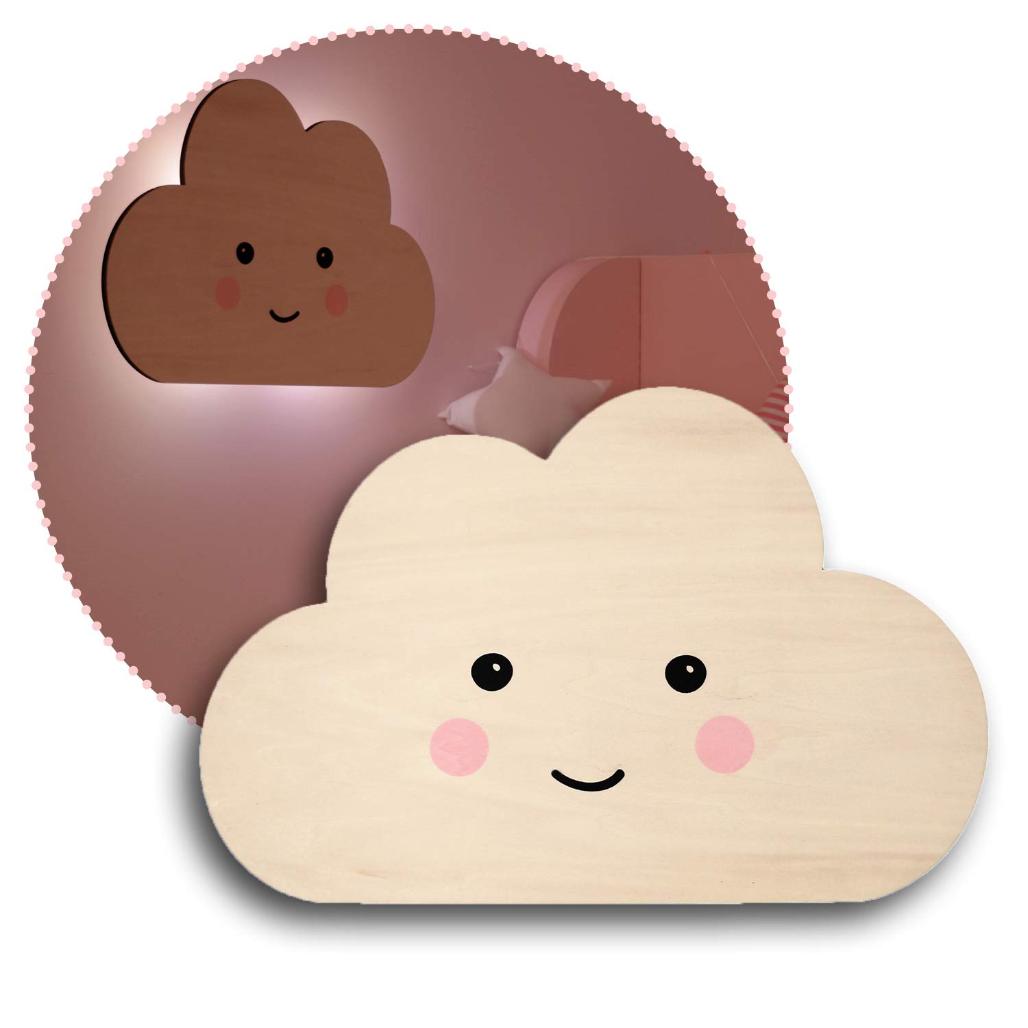 Reerlumilu Silhouette Light Cloud, süßes Wolken-Wandlicht, tolles Taufgeschenk, Geburtstags-Geschenk für Jungen und Mädchen, braun, 52167