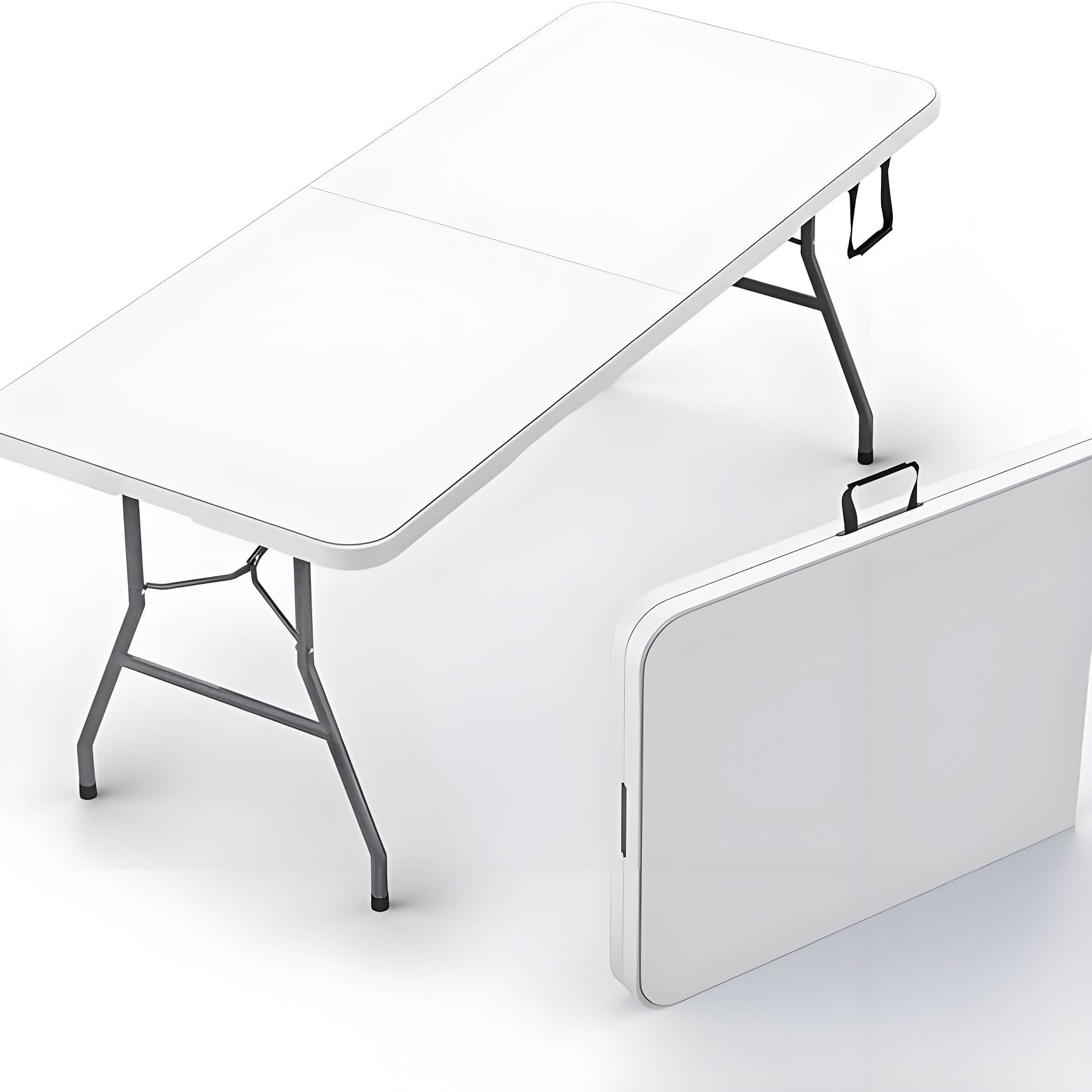 Tavolo pieghevole da esterno 180 cm, rettangolare per Jadin Camping, Picnic (bianco)