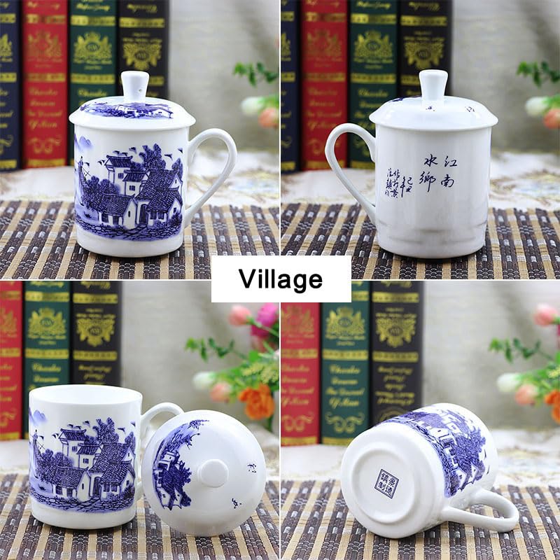 Taza de porcelana con tapa y colador 13.5 oz miniatura 2
