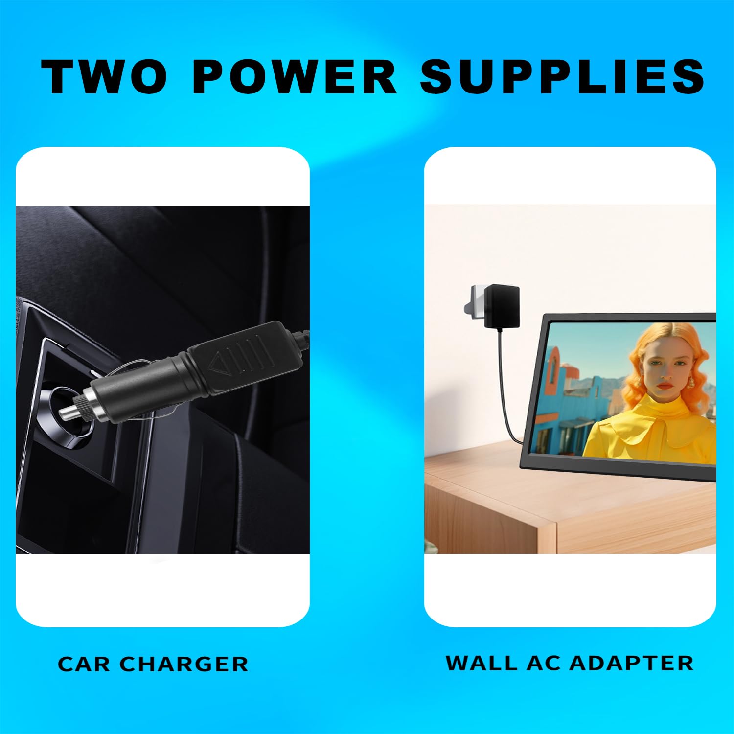 KCR TV Portable 15,6 Pouces, DVB-T2 Numérique, Compatibilité AC/DC 12V, Entrées HDMI/AV/USB, Télécommande