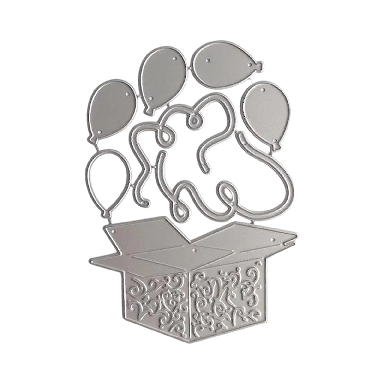 Shyyoulqe Multicolor Balloon Present Box Cutting Dies Carbon Steel Die Cut Templates Metal Embossing Stencils For Scrapbooking Card Making Invitation Card Dies