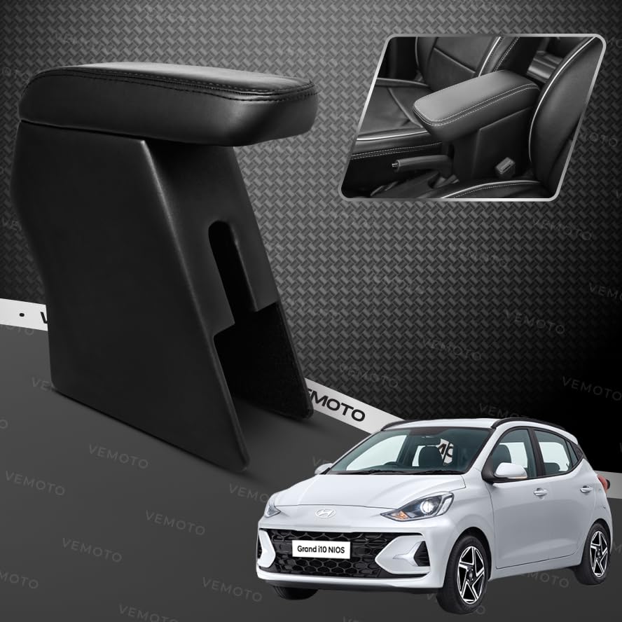 VEMOTO™ 2.0 High-End Armrest for HYUNDAI- i-10 Grand, Grand Nios, New Santro 2019 to 2024 model, Aura, Xcent (Black)-picture-10