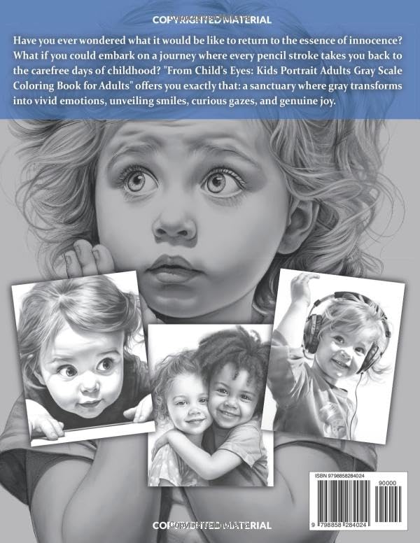 Miniatura 2 de Timeless Innocence Kid Portraits Gray Scale Coloring Book For Adults