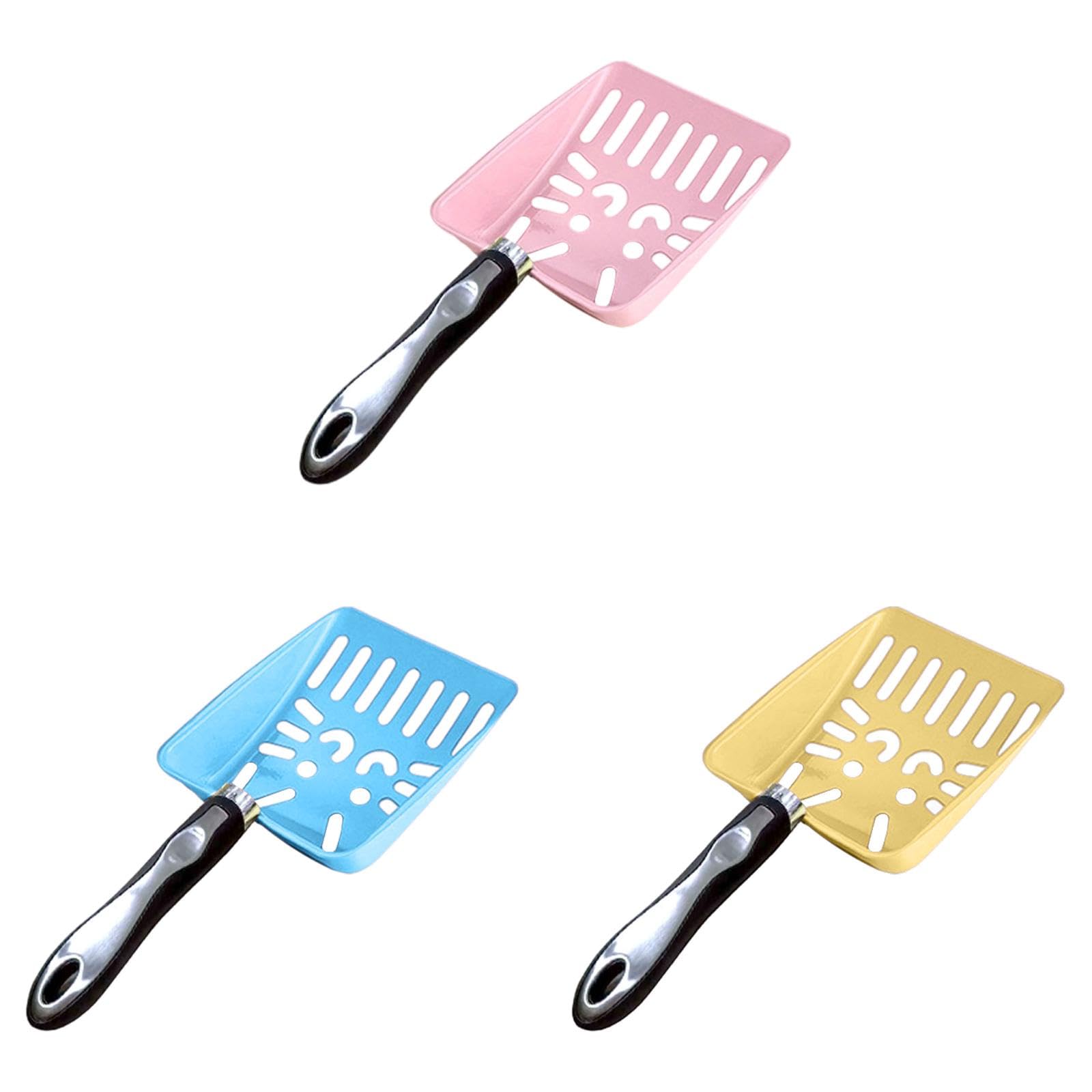 Scoop for Cat Litter, Metal Kitten Pooper Shovel, Ergonomic Stainless Steel Cat Litter Scoop for Toilet, Litterbox, Outdoors, Indoors Training (Set of 3)