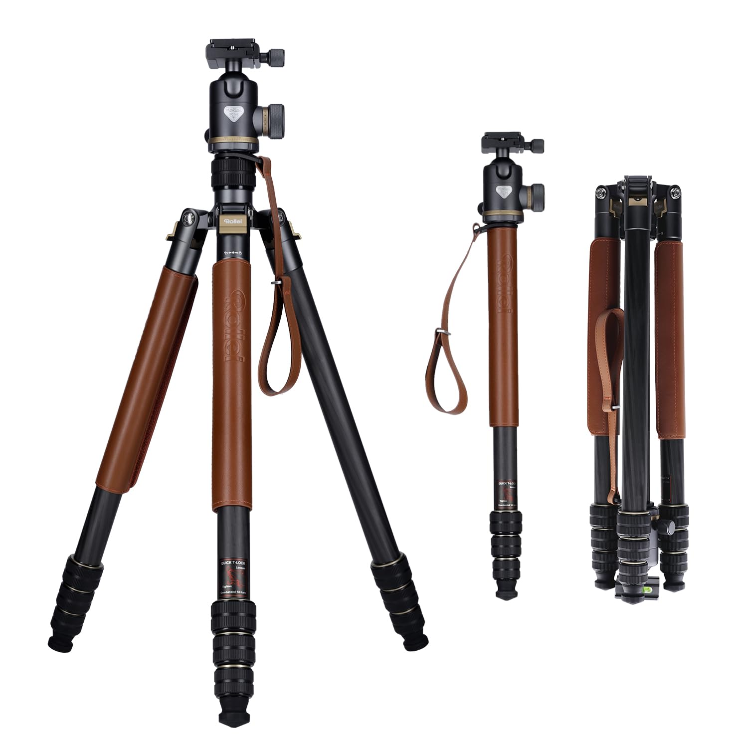 Rollei C6i Carbon Heritage 174 cm Camera Tripod with Spherical Head 360° Compatible Arca-Swiss Tripod with Monopod Function for DSLR, Tripod, Camera, Camera-Tripod