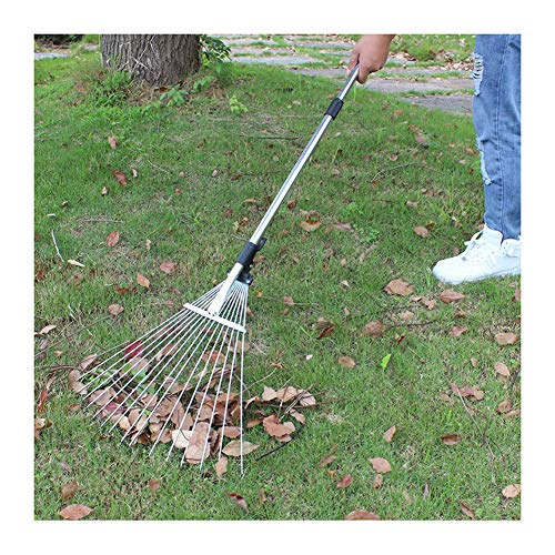 Adjustable Lawn Rake, Metal Gardening Rake, Retractable Handle, Lightweight And Portable, Garden Waste Cleanup (53x159cm)