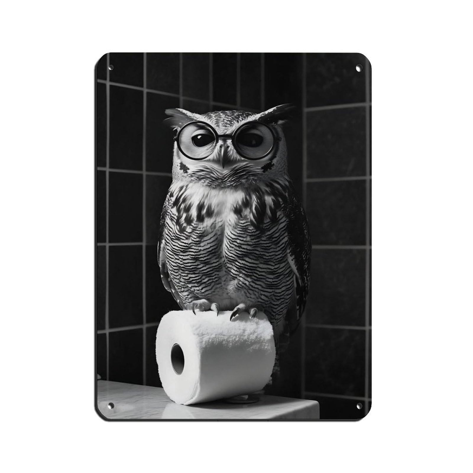 Funny Owl Bathroom Art Tin Sign Vintage Metal Pub Club Cafe Bar Home Wall Art Decoration Poster Retro 12x16inch(30x40cm)