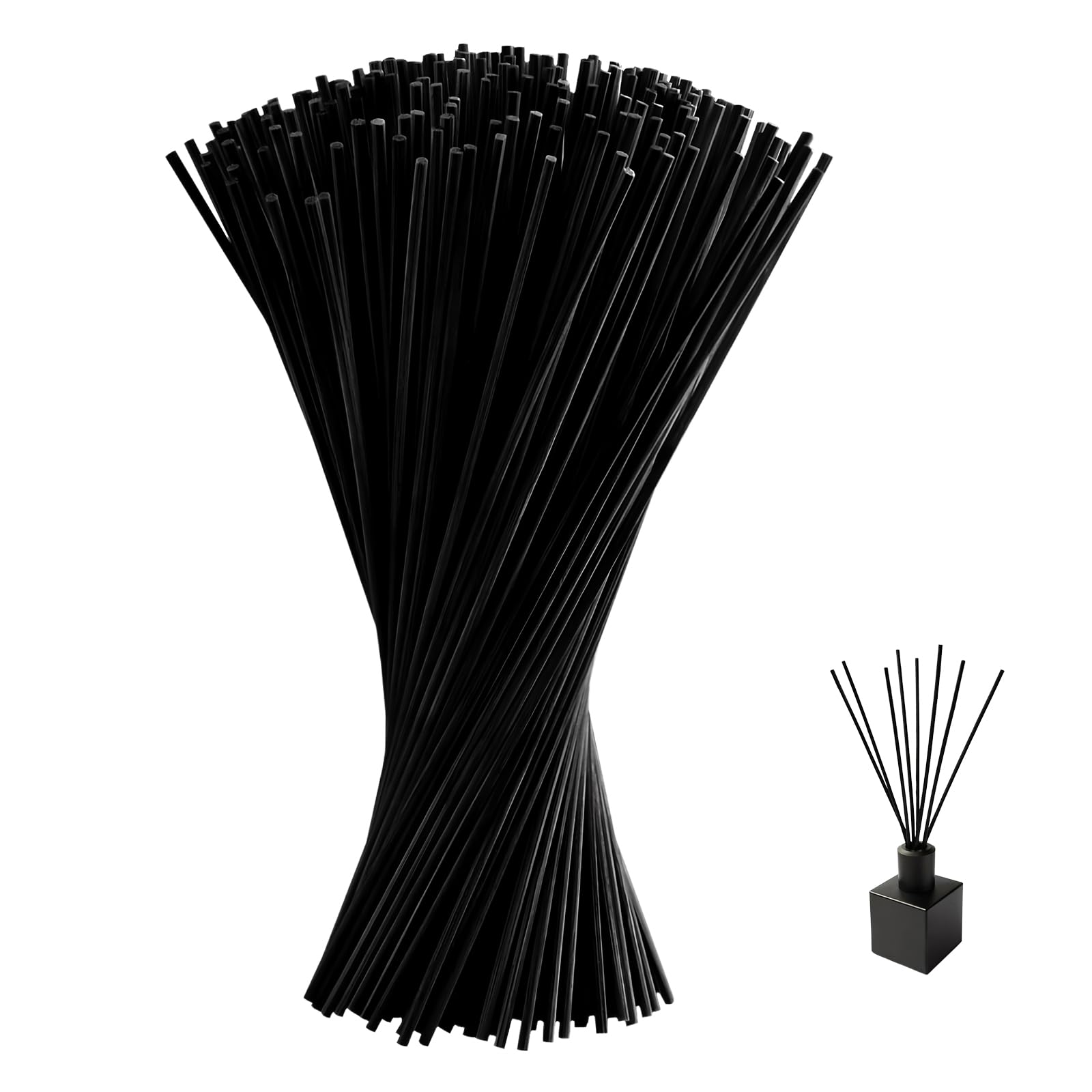 140Pcs Reed Diffuser Sticks 30 CM Black Fibre Oil Aroma Diffuser Natural Wood Rattan Essential Oil Extra Long 4 mm Thick Replacement Refill for Spa Bedroom Home Office