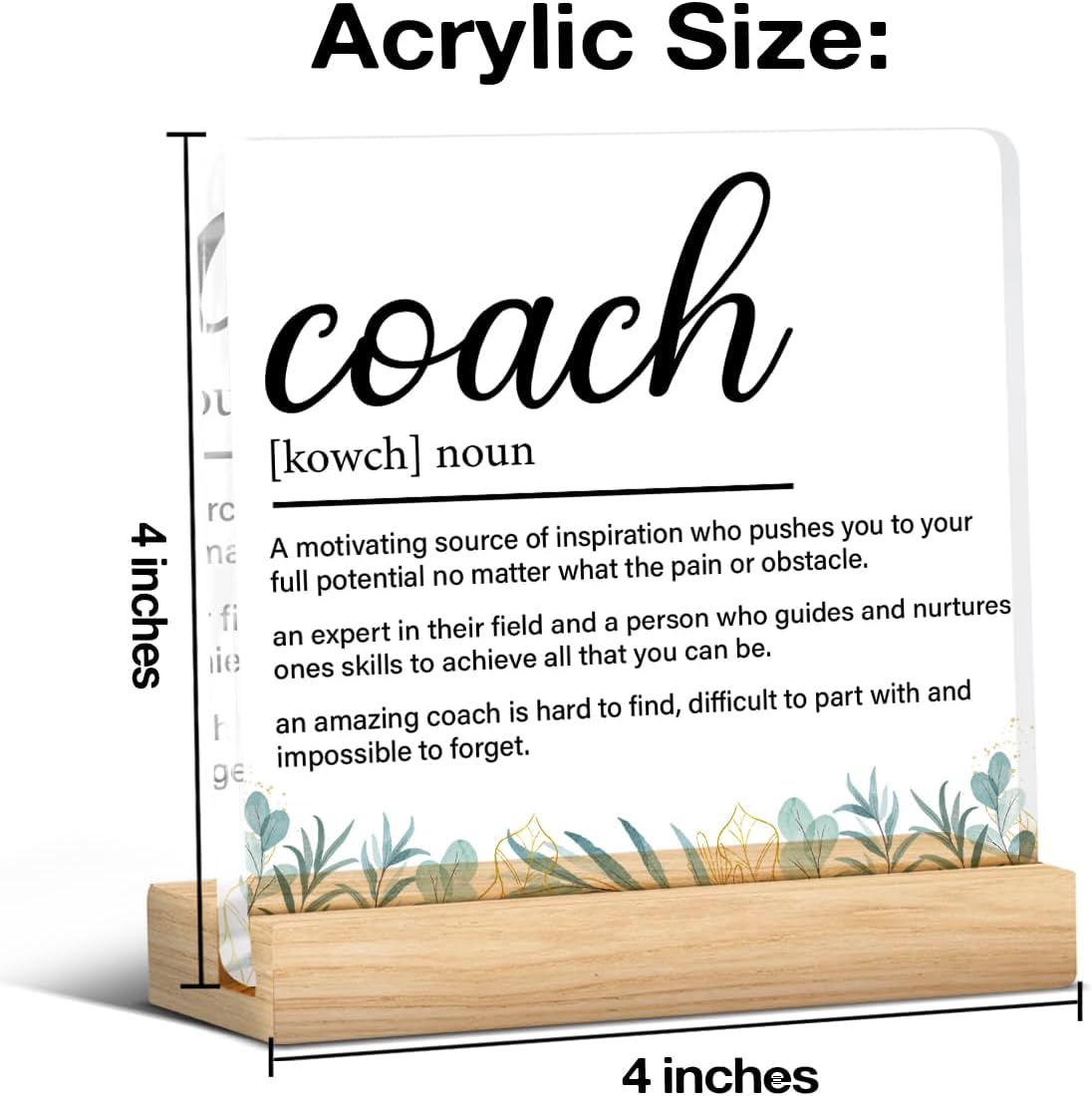 Coach Gifts for Women Men, Gift for Trainer Coach Definition Clear Acrylic Desk Decorative Sign for Home Office, 4 x 4 Inches - Image 2