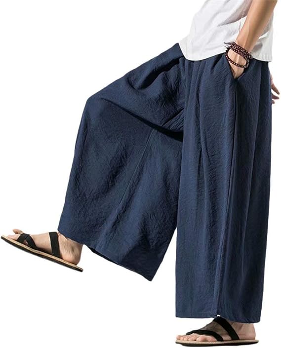 Amazon Yimanie ワイドパンツ 袴パンツ メンズ ガチョウパンツ 夏用 ゆったり 無地 麻 和式ズボン サルエル ビッグシルエット 衣装 大きいサイズ ルームウェア ゆるゆる 男女兼用 ロングパンツ 通販