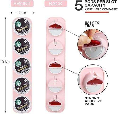 Miniatura 3 de Soporte para cápsulas de café K Cup, organizador de almacenamiento lateral y boca arriba, perfecto para mostradores pequeños (rosa, paquete de 3