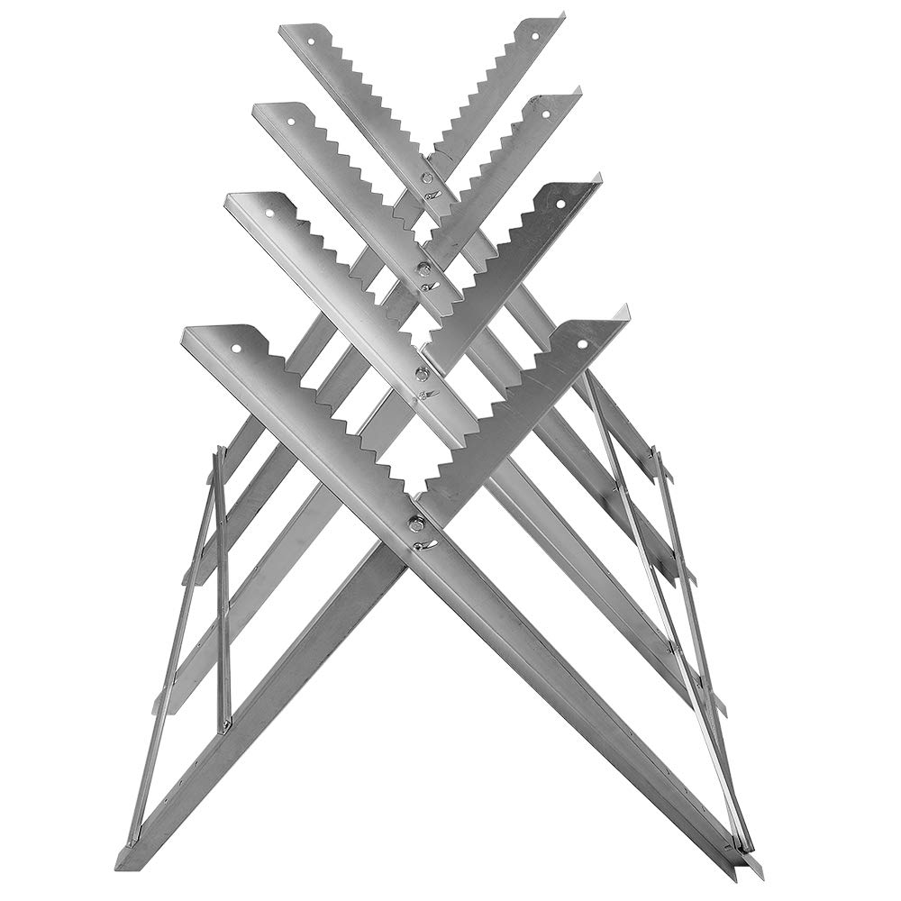 YIMING Chevalet de Sciage Pliable en Acier Chevalet Sciage avec 4 Supports de Bois Dentelés pour Tronçonneuse ou Scie à Main Charge Jusqu'à 100 kg