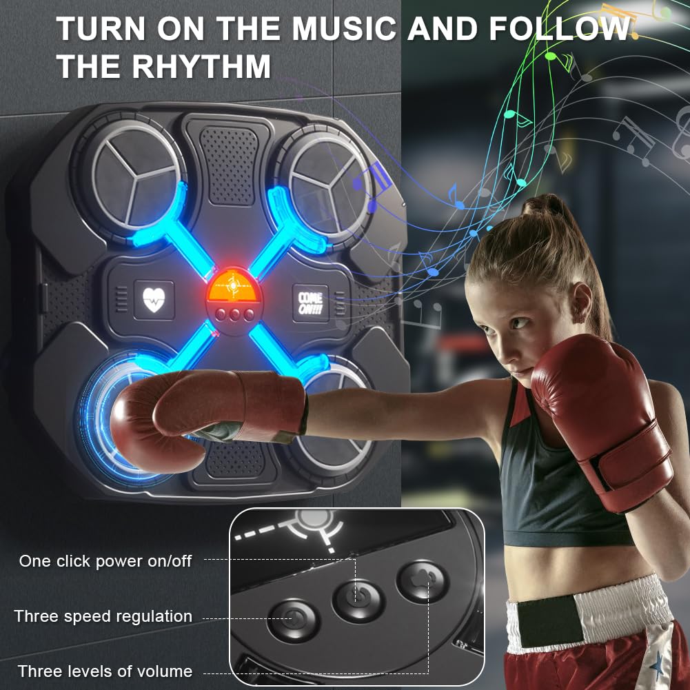 Music Boxing Machine Tirapugni, Macchina Musicale Elettronica a LED Montata a Parete, per Adulti, Disco Musicale, Attrezzatura a Percussione per La Casa (27.5 * 32 CM)