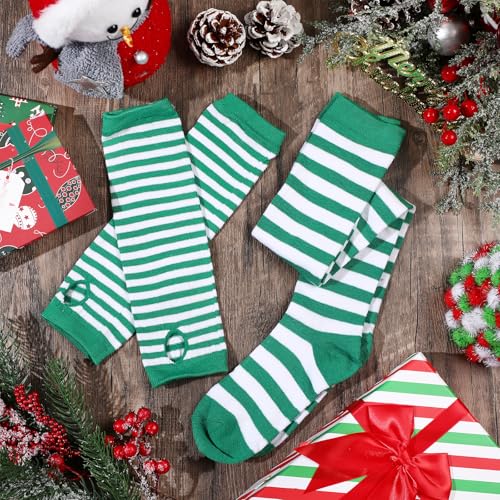 Image of Geyoga Arm Warmers Leg Warmers Striped Thigh High Socks Fingerless Gloves Stockings Christmas Halloween