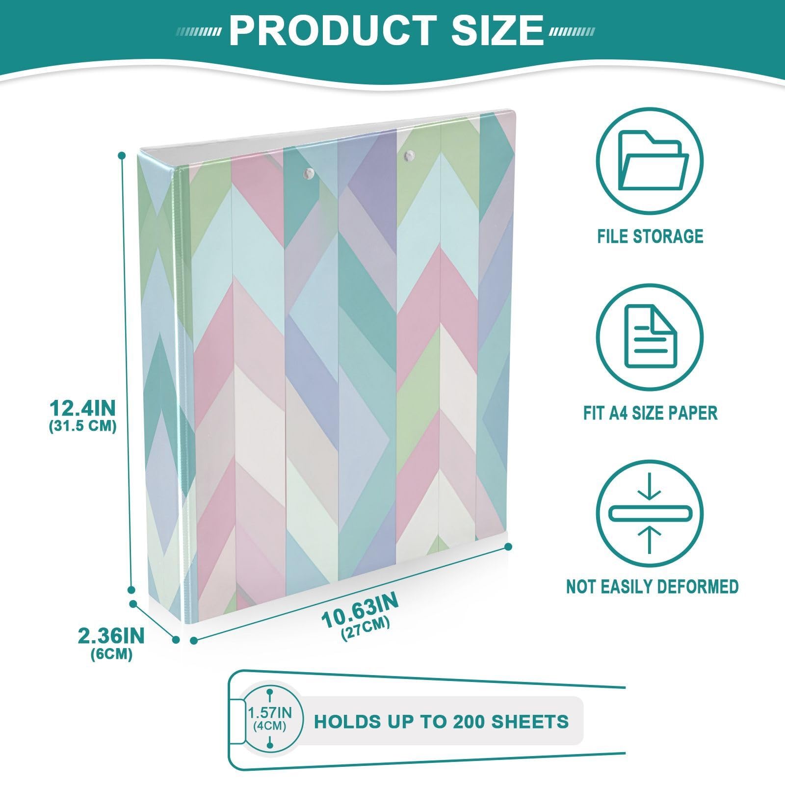 3 raccoglitori ad anelli da 3,8 cm, a zigzag, decorativi, rotondi, con clip in metallo, organizer per casa e ufficio, confezione da 2
