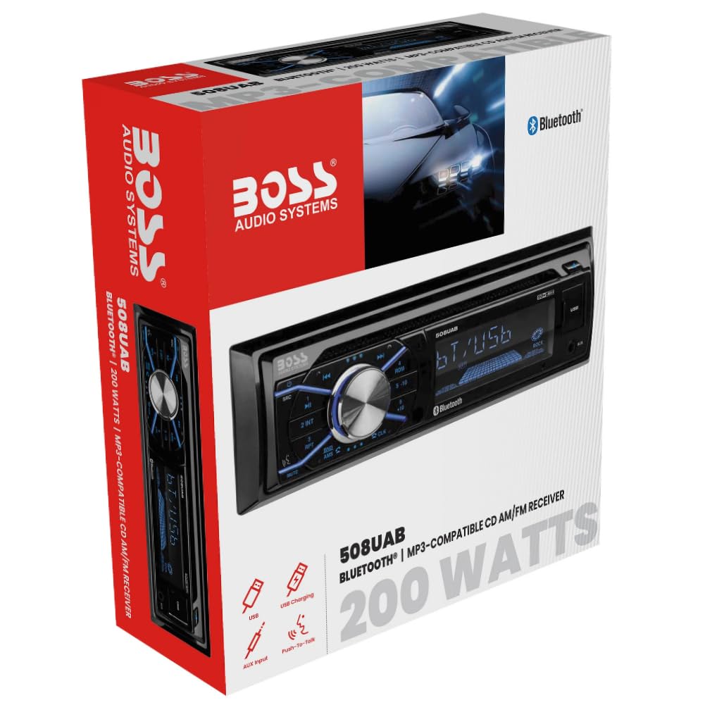 Kit Set para Boss Audio Systems 508UAB, Radio de Coche, Single DIN, Receptor Am/FM Digital, Estéreo, AUX/USB/MP3, con Bluetooth, para Coches, 1 Unidad + Llaves de extracción gratuitas