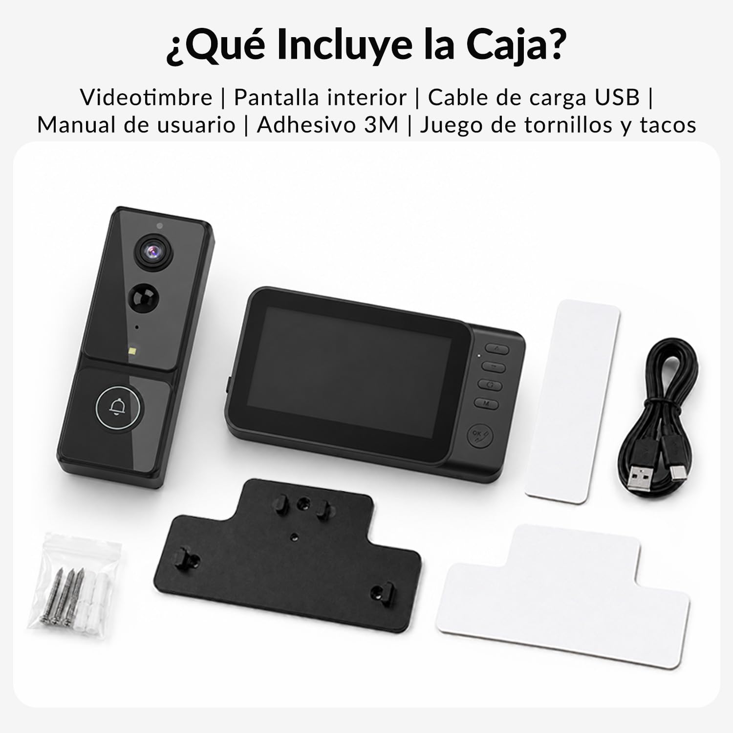 Zeerkeer Timbre Inalámbrico con Cámara y Pantalla 4.5" Sin WiFi | Detección PIR, Monitorización Manual, 170° Gran Angular, Batería de 4000mAh, Impermeable IP65, Audio Bidireccional